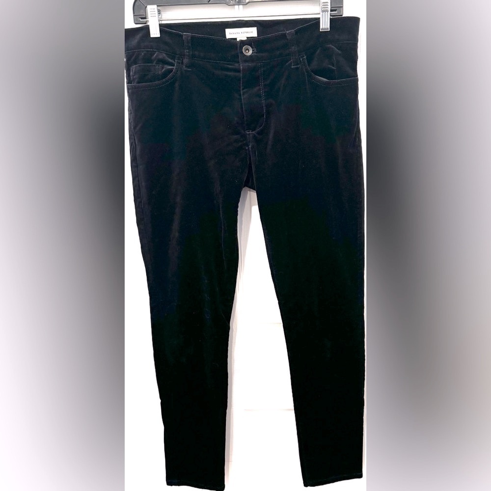 Banana Republic Velvet stretch slim pants black boho street party office 8